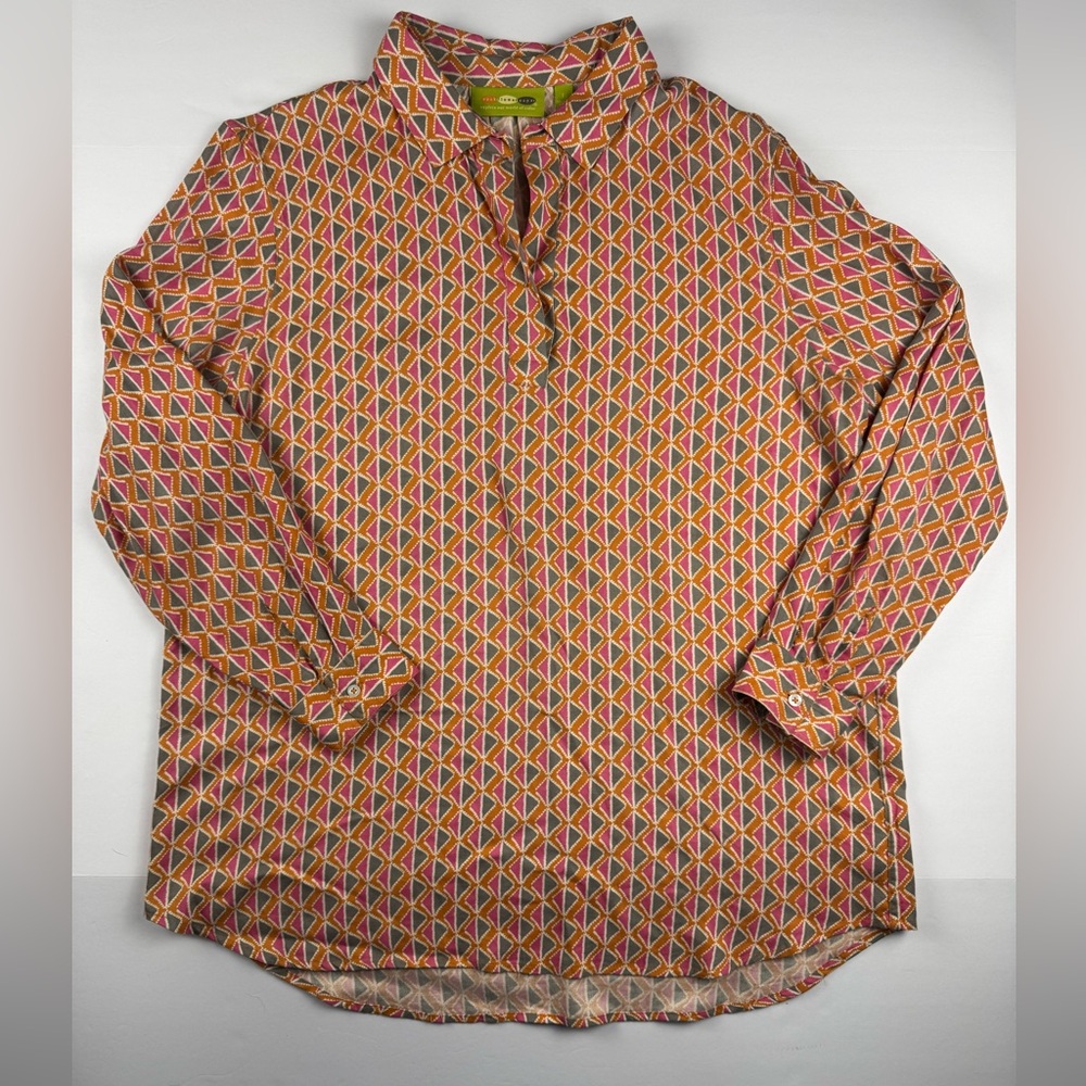 Vibrant Geometric Women's long sleeve colorful shirt size large